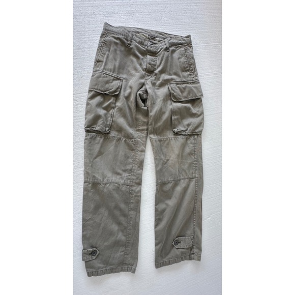 Attachment Japanese Military Cargo Pants Olive Green Size 30 Cotton Linen - Picture 1 of 8